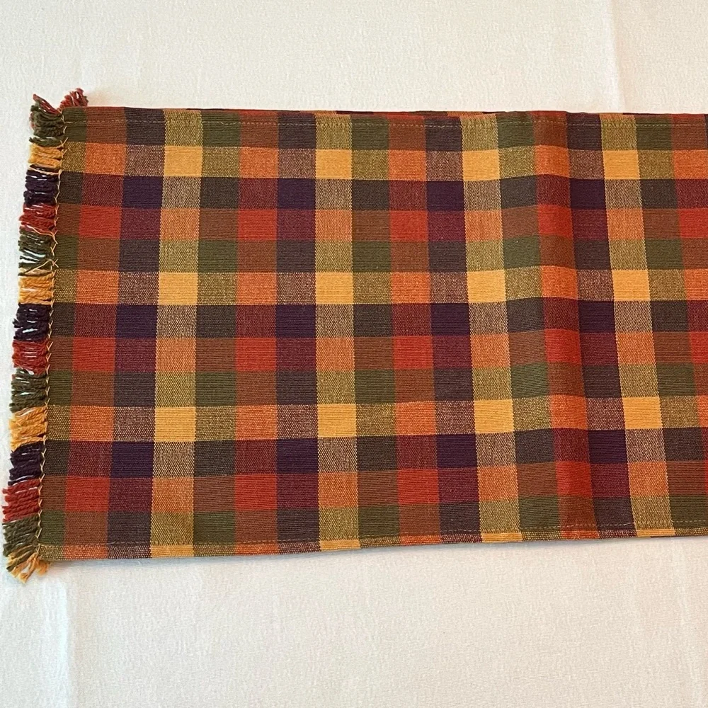 VTG Woven Table Runner Tartan Buffalo Plaid Cottagecore 90s Fall Thanksgiving
